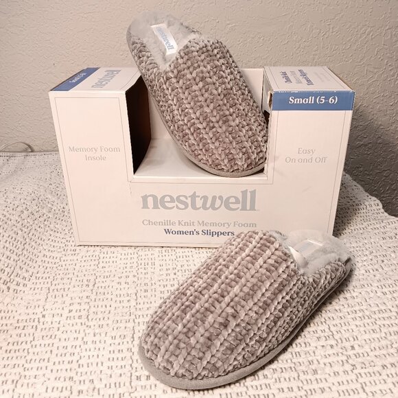 Nestwell BBB women's chenille knit memory foam slippers sz Small / 5 - 6 - NEW - Picture 1 of 16